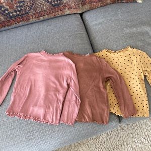 3 pack ruffle hem long sleeve Zara baby tee